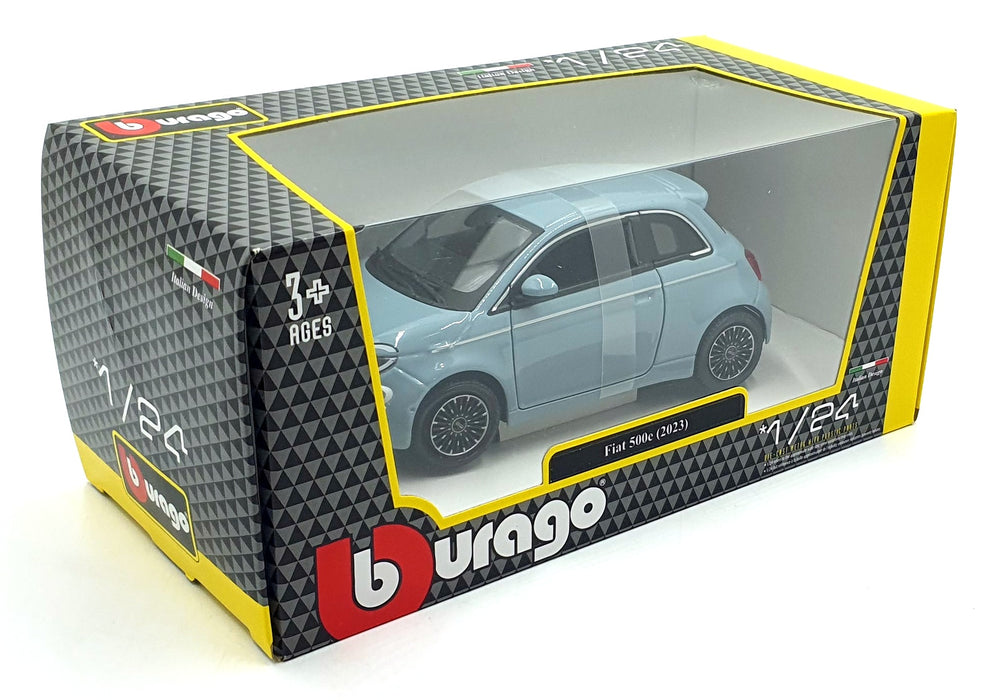 Burago 1/24 Scale Diecast 18-21110 BU - 2023 Fiat 500e - Grey/Blue