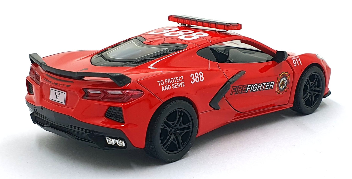 Kinsmart 1/36 Scale Pull Back & Go TY0109 - 2021 Corvette Fire Fighter Car - Red