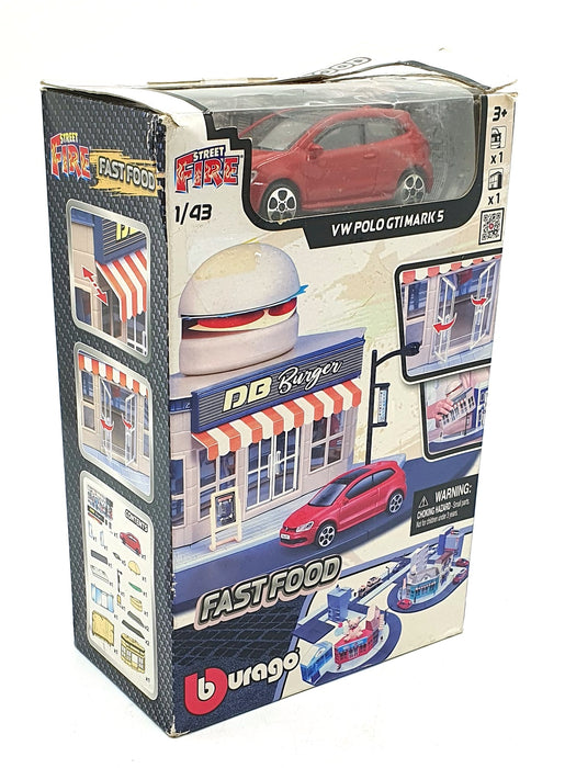 Burago 1/43 Scale Diecast #18 31504 - VW Polo GTI Mk5 And Fast Food Store