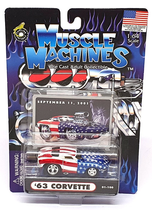 Muscle Machines 1/64 Scale 71151 01-100 1963 Chevrolet Corvette Stars & Stripes