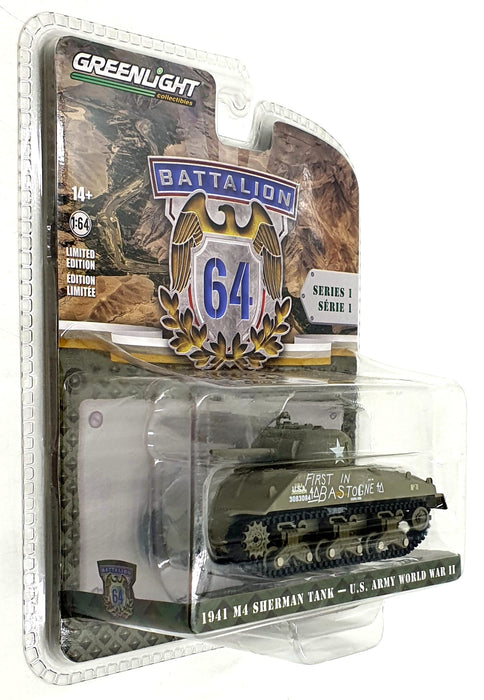 Greenlight 1/64 Scale 61010-A - 1941 M4 Sherman Tank - US Army World War II