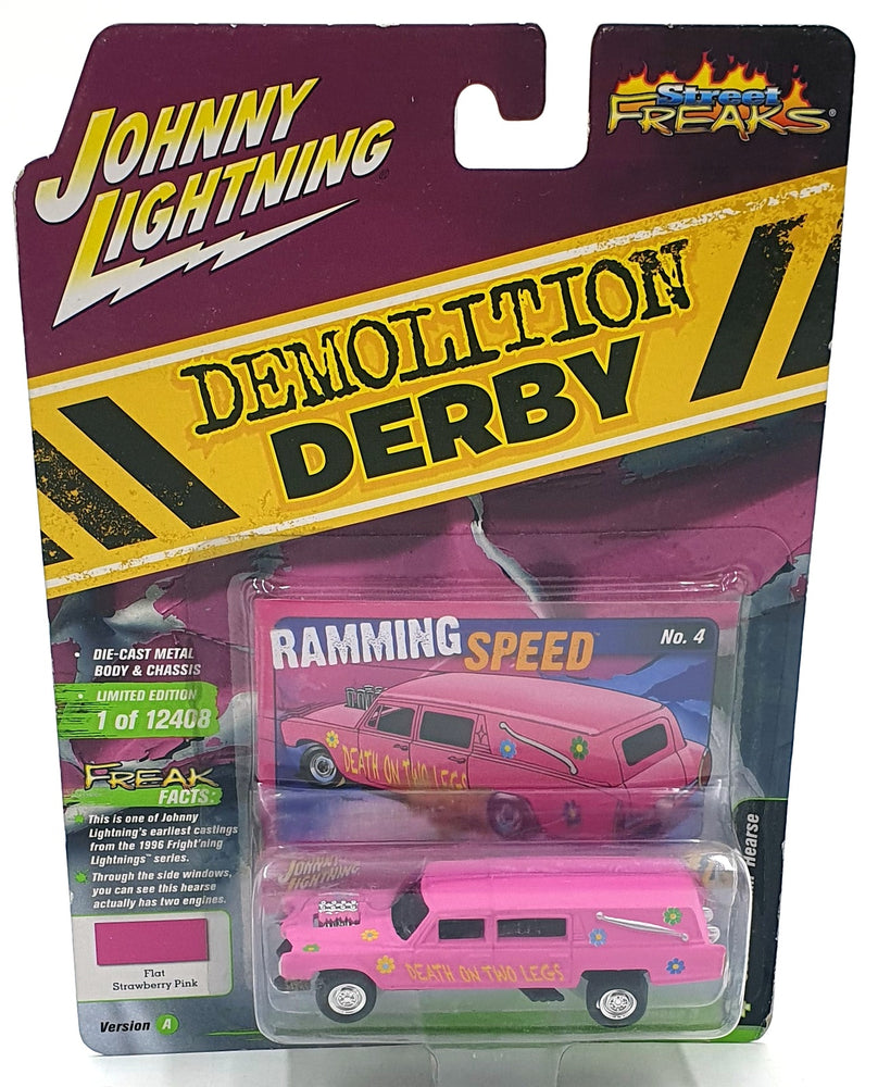 Johnny Lightning 1/64 JLSF021 Custom Haulin' Hearse #4 Demolition Derby - Pink