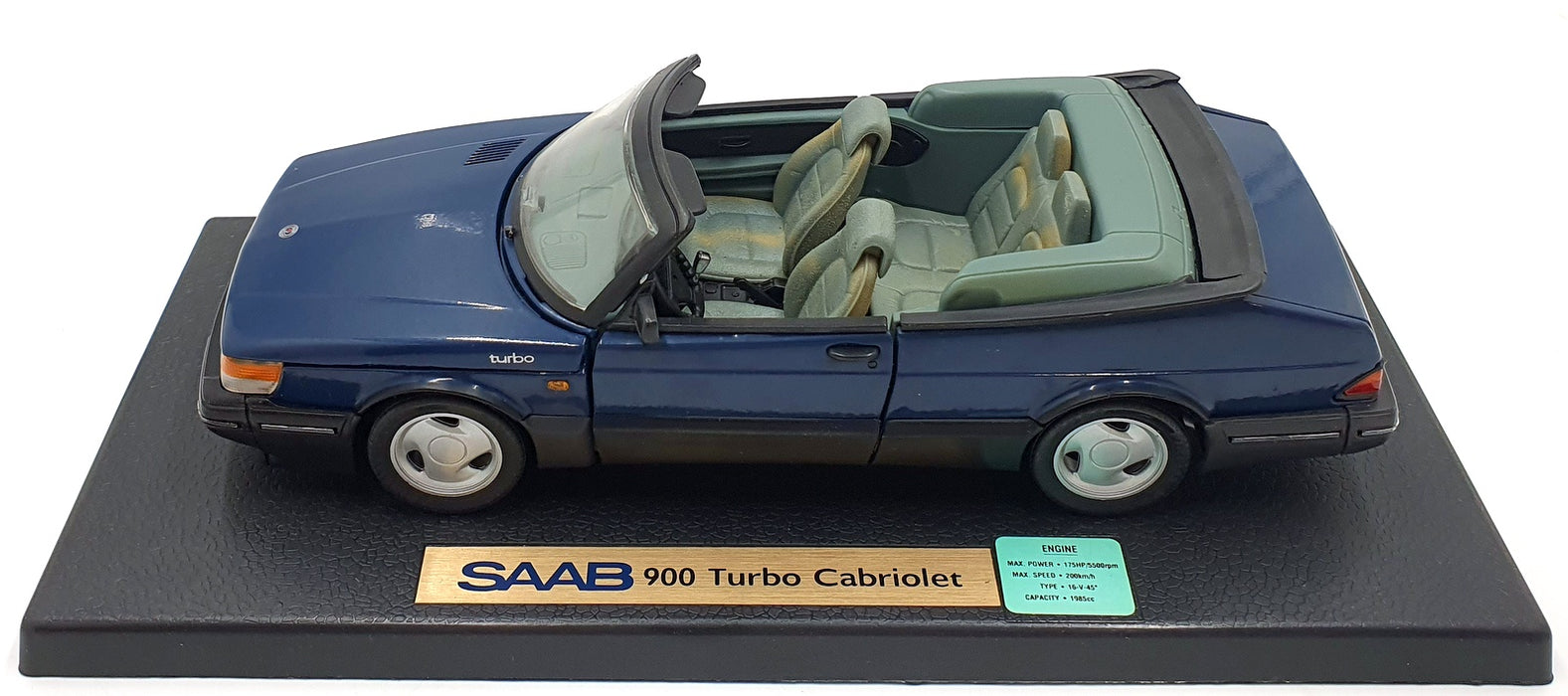 Anson 1/18 Scale Diecast 30307-W - Saab 900 Turbo Cabriolet - Dark Blue