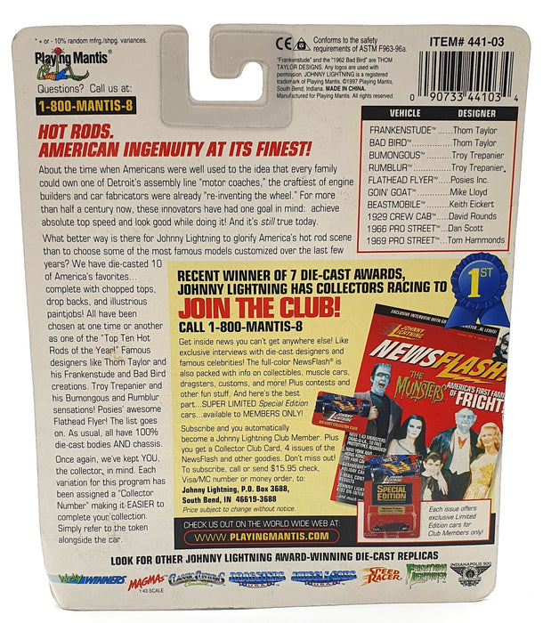 Johnny Lightning 1/64 Scale 441-03 Hot Rods Collector #48 Bumongous - Yellow