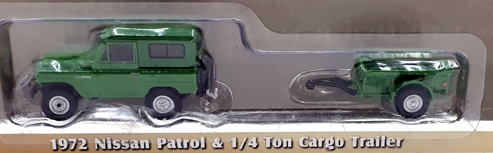 Greenlight 1/64 Scale 32250-A 1972 Nissan Patrol &1/4 Ton Cargo Trailer - Green