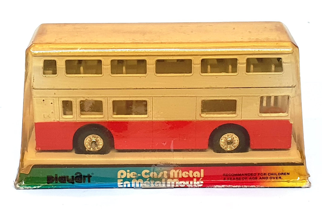 Playart 12cm Long Diecast 7966 - Double Deck Bus - White/Red