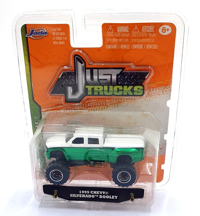 Jada Just Trucks 1/64 Scale 14020 1999 Chevy Silverado Dooley - Met. Green/White