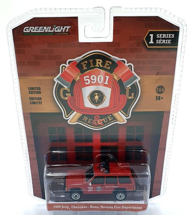 Greenlight 1/64 Scale 67010-D - 1990 Jeep Cherokee - Reno Nevada Fire Department