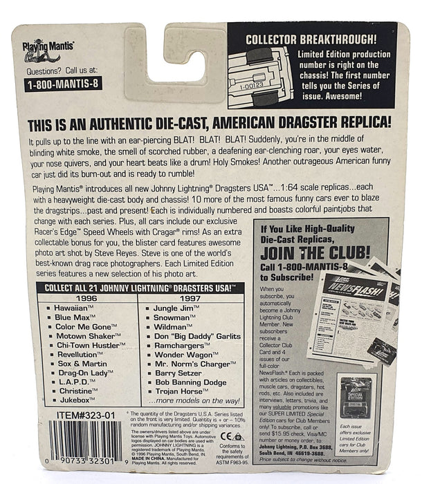 Johnny Lightning 1/64 Scale 323-01 Dragsters USA Barry Setzer - Purple