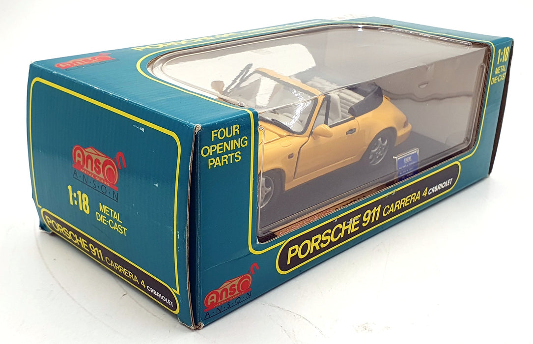 Anson 1/18 Scale Diecast 30309-W - Porsche 911 Carrera 4 Cabriolet - Yellow