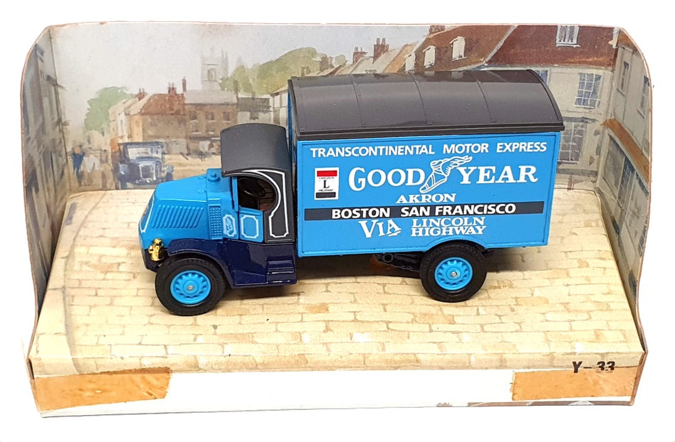 Matchbox Appx 10cm Long Diecast Y-33 - 1930 Mack AC Van "Goodyear" - Blue