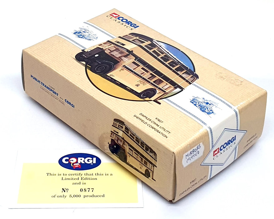 Corgi 1/50 Scale 97827 - Daimler CWA6 Utility Bus Sheffield Corp. - Cream/Blue 