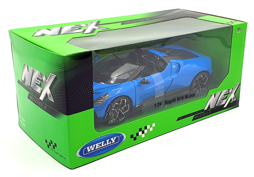 Welly NEX 1/24 Scale Diecast 24127W-BU - Bugatti W16 Mistral - Blue