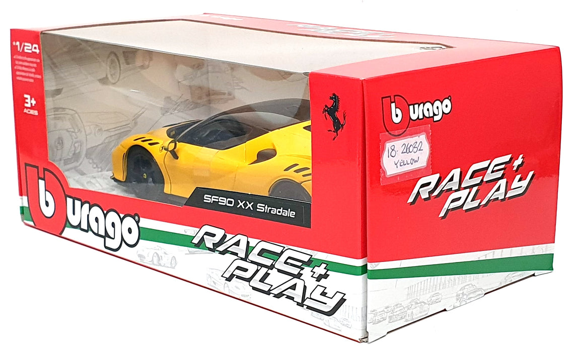 Burago 1/24 Scale Diecast 18-26032 - Ferrari SF90 XX Stradale - Yellow