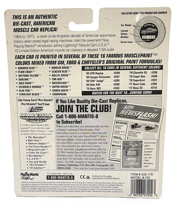 Johnny Lightning 1/64 Scale 200-170 - Muscle Cars 1971 Plymouth Hemi Cuda - Blue
