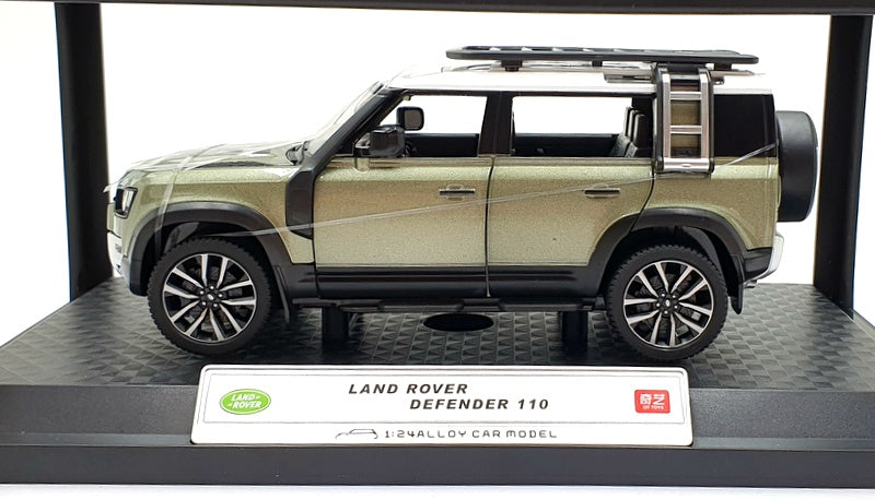 QY Toys 1/24 Scale Diecast Q2002A - Land Rover Defender 110 - Khaki/White
