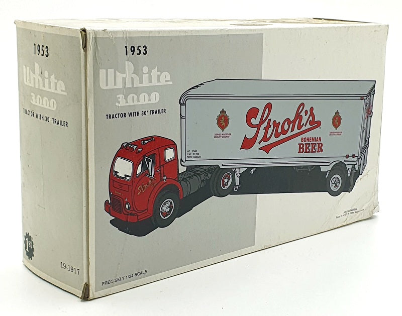 First Gear 1/34 Scale 19-1917 - 1953 White 3000 Tractor 30' Trailer Stroh's Beer