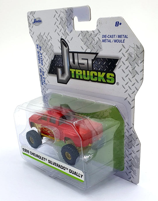 Jada Just Trucks 1/64 Scale 14020 - 1999 Chevrolet Silverado Dually - Red/Gold