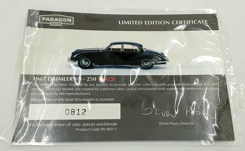 Paragon 1/18 Scale Diecast DC26324A - 1967 Daimler V8 250 - Black