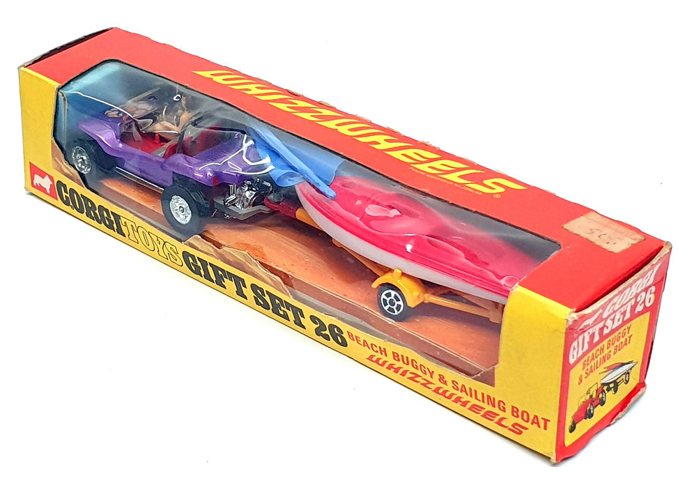 Corgi 16.5cm Long Original Gift Set 26 Beach Buggy & Sailing Boat - Purple & Red