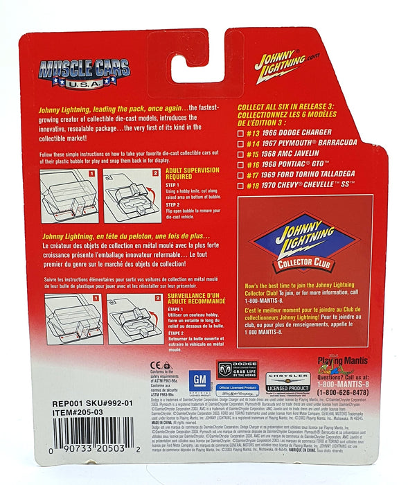 Johnny Lightning 1/64 Scale 205-03 Muscle Cars USA - 1968 AMC Javelin