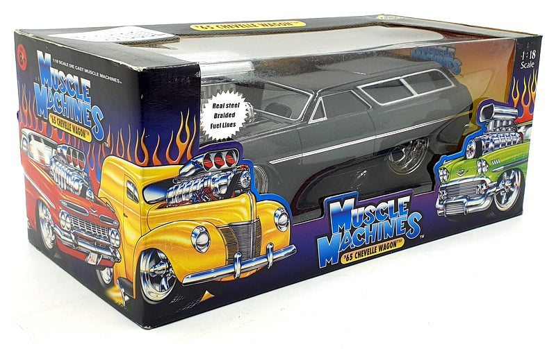 Muscle Machines 1/18 Scale Model 71165 - 1965 Chevrolet Chevelle Wagon - Black