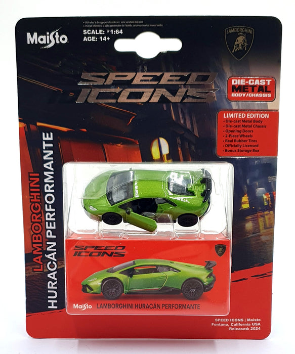 Maisto 1/64 Scale 15700 Speed Icons Lamborghini Huracan Performante Met. Green
