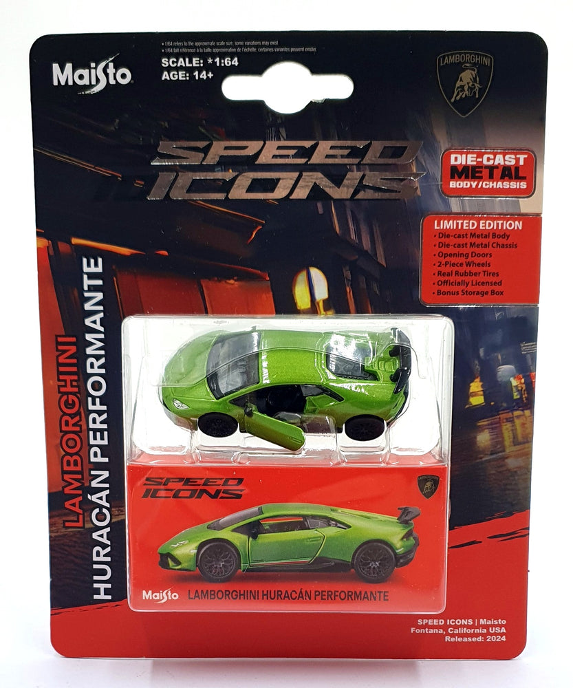 Maisto 1/64 Scale 15700 Speed Icons Lamborghini Huracan Performante Met. Green