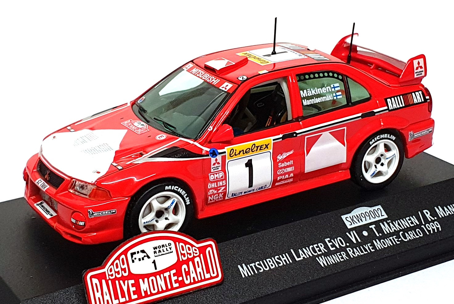 Skid 1/43 Scale SKW99002 - Mitsubishi Lancer Evo VI #1 Winner Monte Carlo 1999