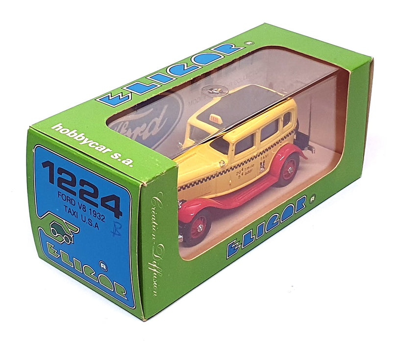 Eligor 1/43 Scale Diecast 1224 - 1932 Ford V8 Taxi USA - Yellow/Red