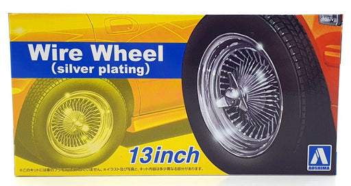 Aoshima 1/24 Scale Four Wheel Set 66263 - Wire Wheel Silver Plating 13 Inch