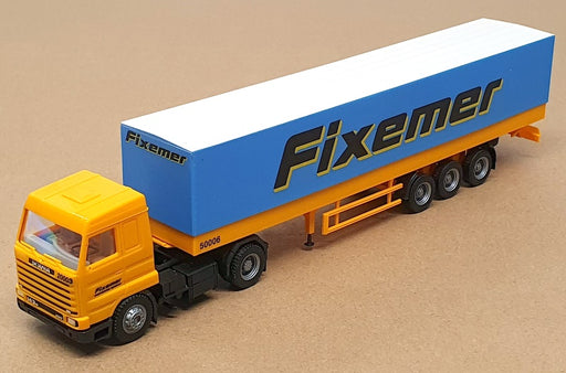 Herpa 1/87 Scale 142953 - Scania Truck & Trailer (Fixemer) Yellow/Blue/White