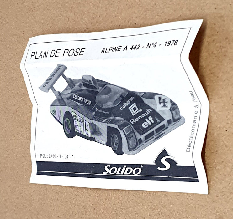 Solido 1/43 Scale 2436 - Alpine Renault A442 #4 Le Mans 1978 - Yellow/Black/Red