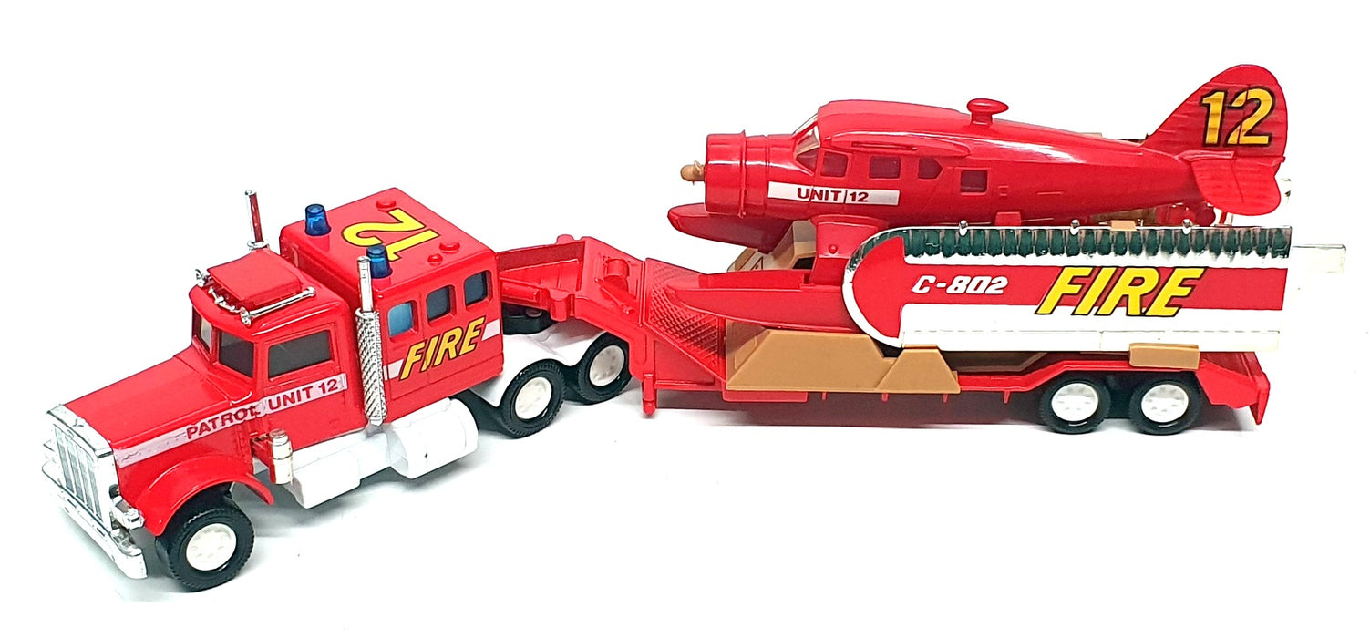 Matchbox Appx 29cm Long K-134 - Peterbilt Fire Spotter Plane Transporter - Red