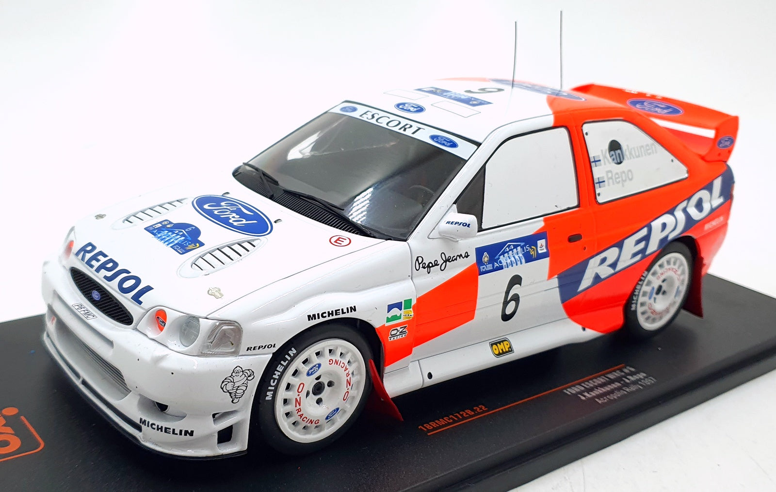 Ixo 1/18 Scale Diecast 18RMC172B Ford Escort WRC #6 Acropolis Rally 1997
