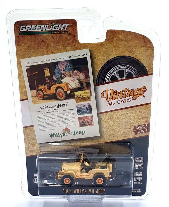 Greenlight 1/64 Scale 39080-A - 1945 Willy's MB Jeep - Cream