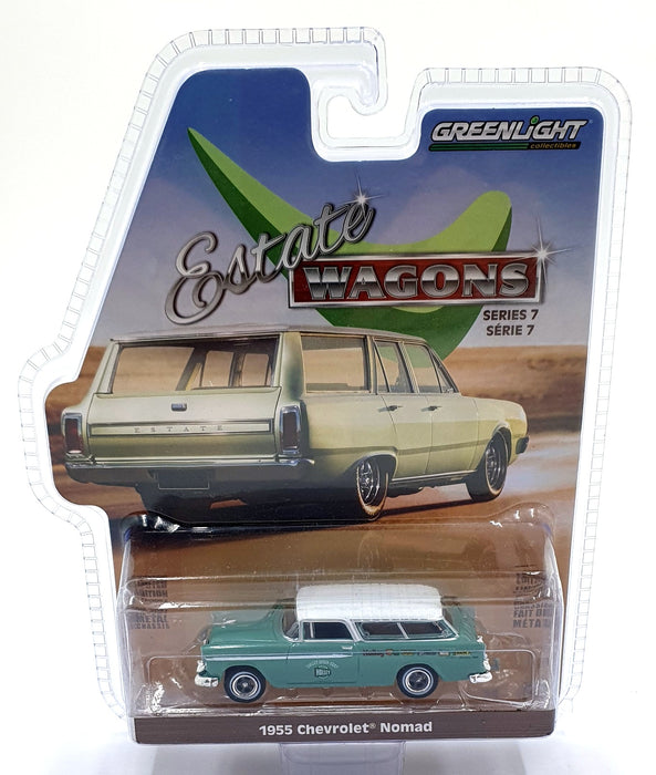 Greenlight 1/64 Scale 36040-A - 1955 Chevrolet Nomad - Green/White