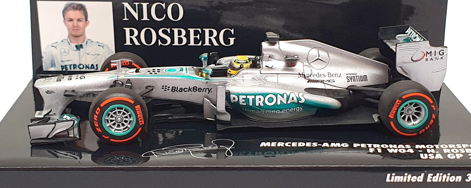 Minichamps 1/43 Scale 410 130209 - Mercedes AMG F1 W04 USA GP 2013 N. Rosberg