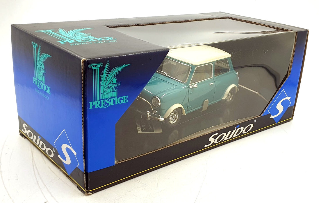 Solido 1/18 Scale Diecast 71822 - Austin Mini Cooper - Teal/White Roof
