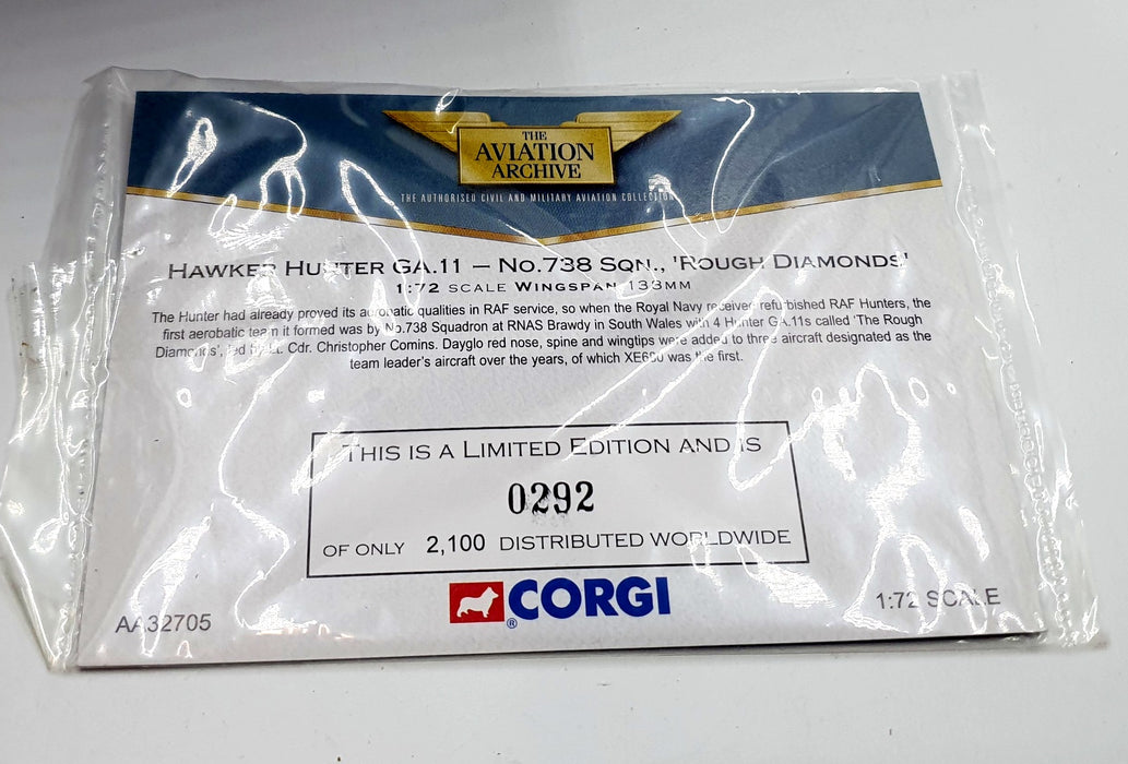 Corgi 1/72 Scale AA32705 Hawker Hunter GA.11 738Sqn Rough Diamonds 1969 RN