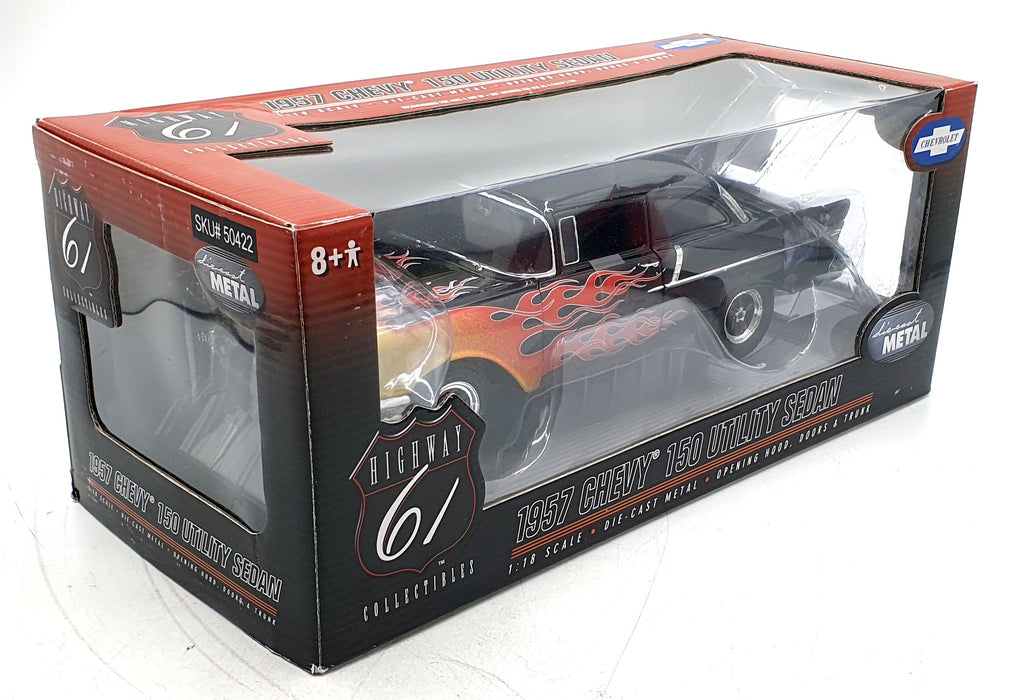 Highway 61 1/18 Scale 50422 - 1957 Chevy 150 Utility Sedan - Black/Flames