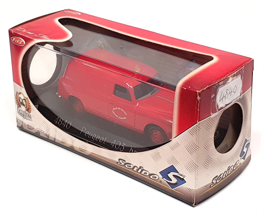 Solido 1/43 Scale 4840 - Peugeot 403 Break Fire Van - Red