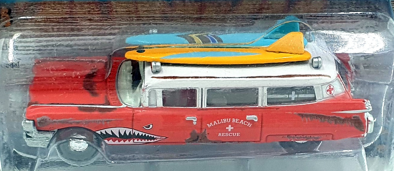 Johnny Lightning 1/64 JLSP256 - 1959 Cadillac Ambulance Malibu Rescue Red Shark