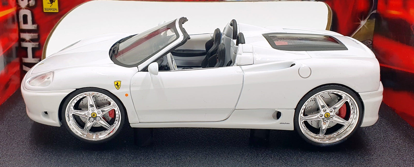 Hot Wheels 1/18 Scale Diecast C3866 - Ferrari 360 Spyder Customised - White