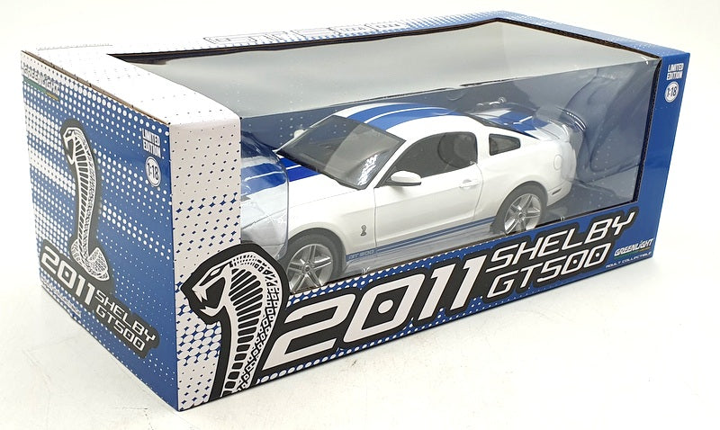 Greenlight 1/18 Scale Diecast 13674 - 2011 Shelby GT500 - White/Blue