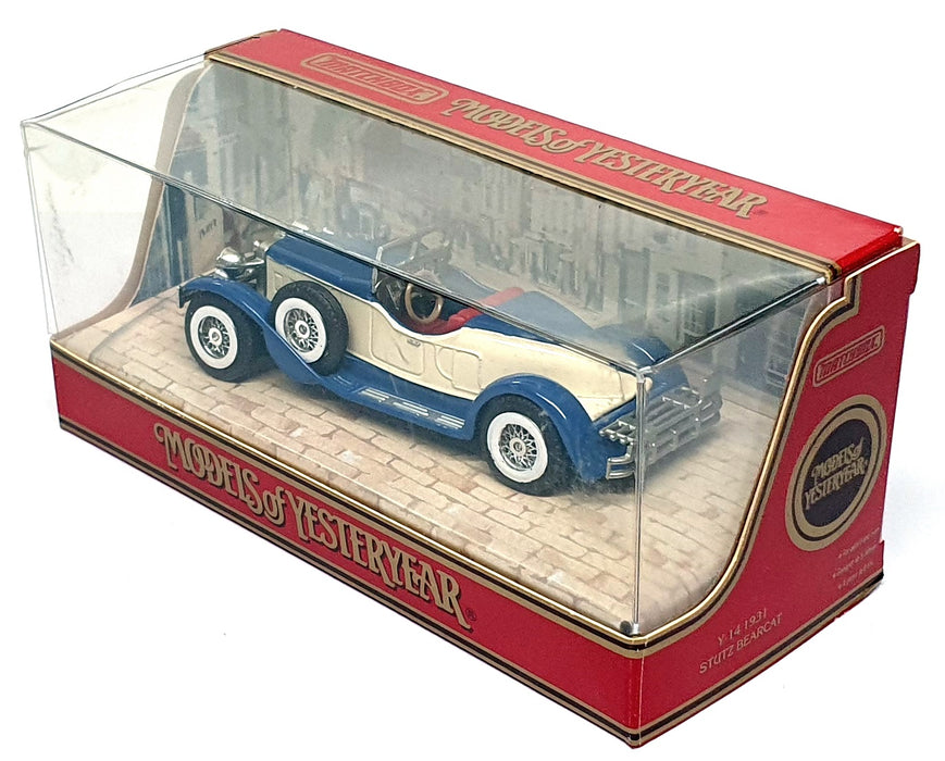 Matchbox Appx 10cm Long Diecast Y-14 - 1931 Stutz Bearcat - Blue/Cream