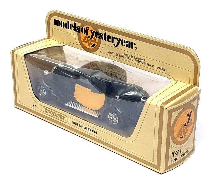 Matchbox Appx 10cm Long Diecast Y-24 - 1928 Bugatti T44 - Black/Yellow
