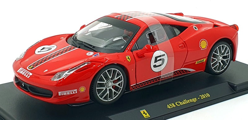 Burago 1/24 Scale Diecast 191223E - 2010 Ferrari 458 Challenge - Red #5