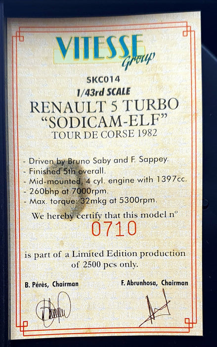 Skid 1/43 Scale SKC014 - Renault 5 Turbo #14 Tour De Corse 1982