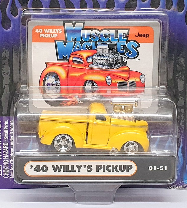 Muscle Machines 1/64 Scale 71161 01-51 - 1940 Willys Pick-Up Truck - Yellow